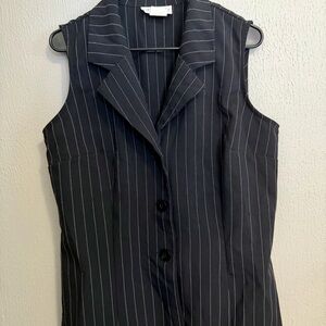 Kim Renee International Black Pinstripe Sleeveless Vest Size 18